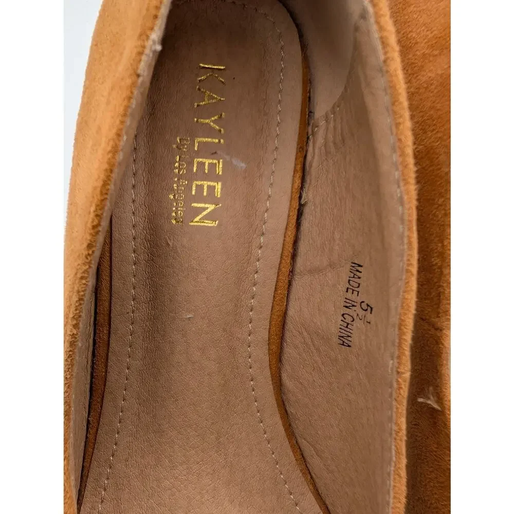 Kayleen Los Angeles Tan Suede Espadrille Wedge Heels - Size 5.5